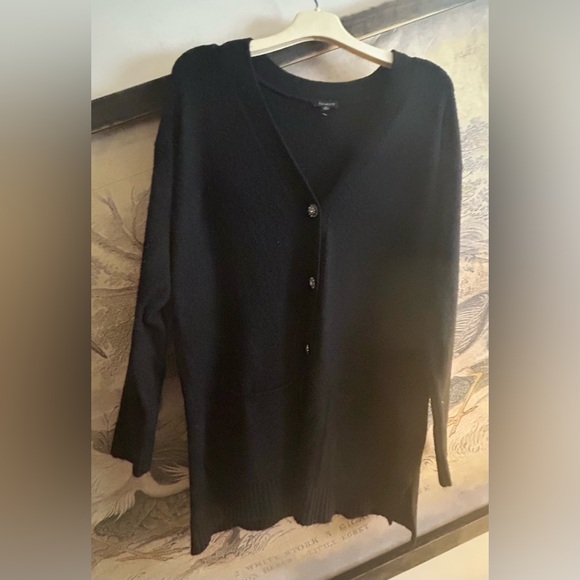 Talbots Black V-Neck Long Sparkle Jewel Buttons Cardigan SZ Medium - Picture 1 of 8